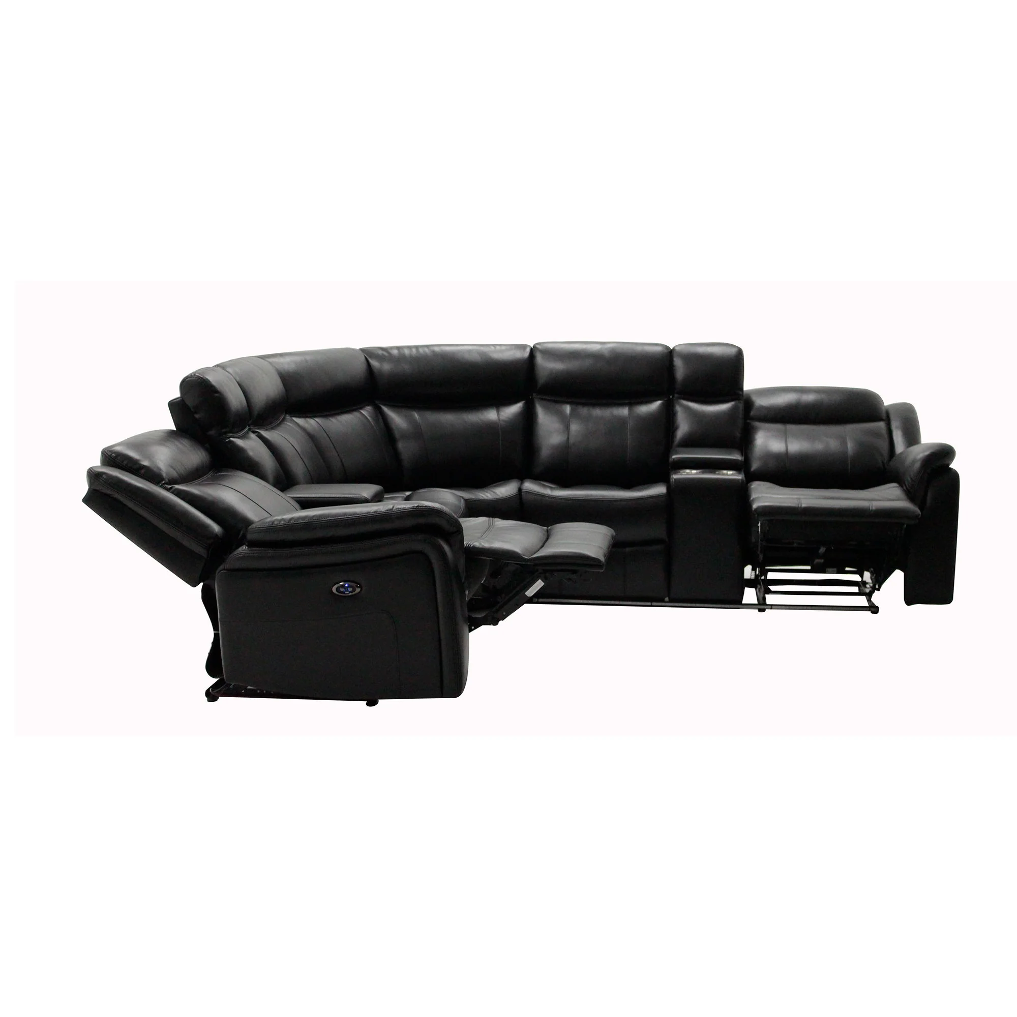 Jupiter - Leather Sectional - Black - Image 8