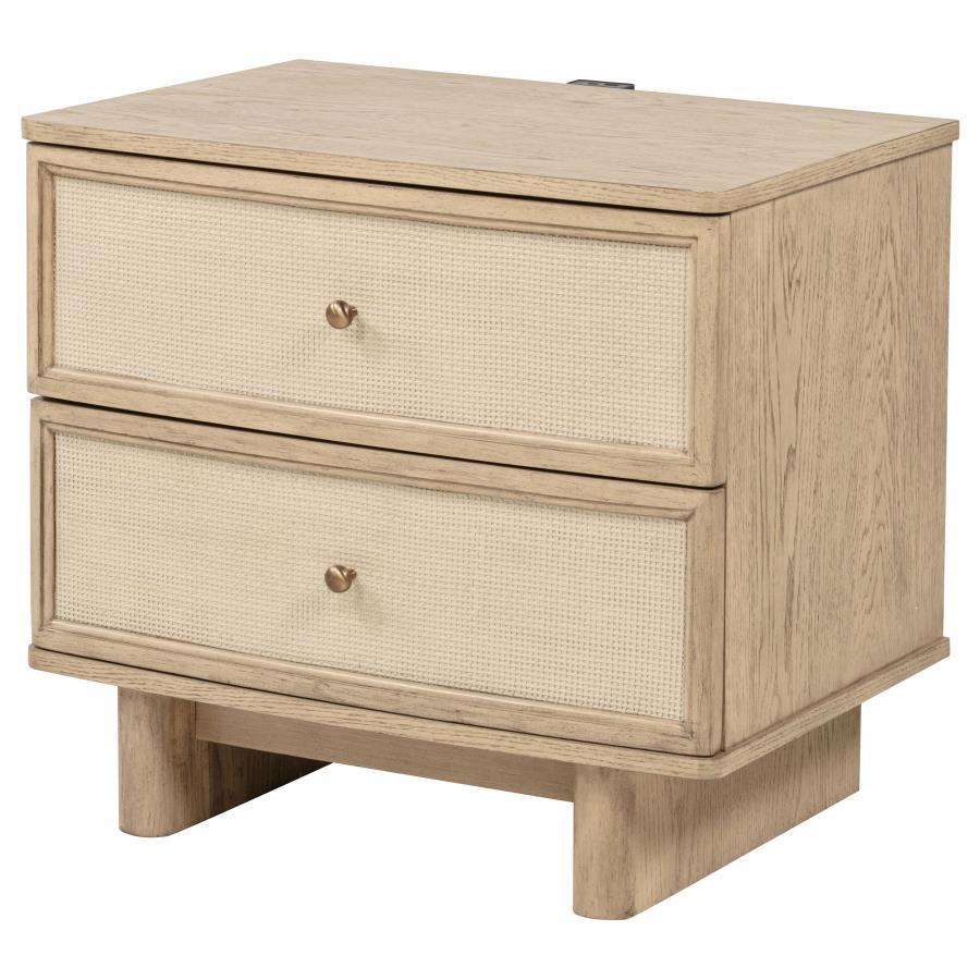 Kailani - 2-Drawer Nightstand Bedside Table - Beige Oak - Image 4