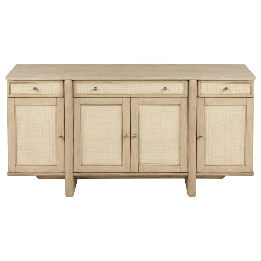 Kailani - 4-Door Cane Sideboard Buffet Cabinet - Beige Oak - Image 3