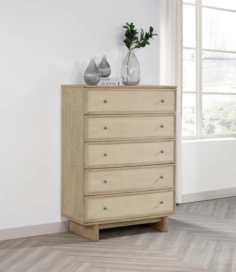 Kailani - 5-Drawer Bedroom Chest Of Drawers - Beige Oak - Image 2