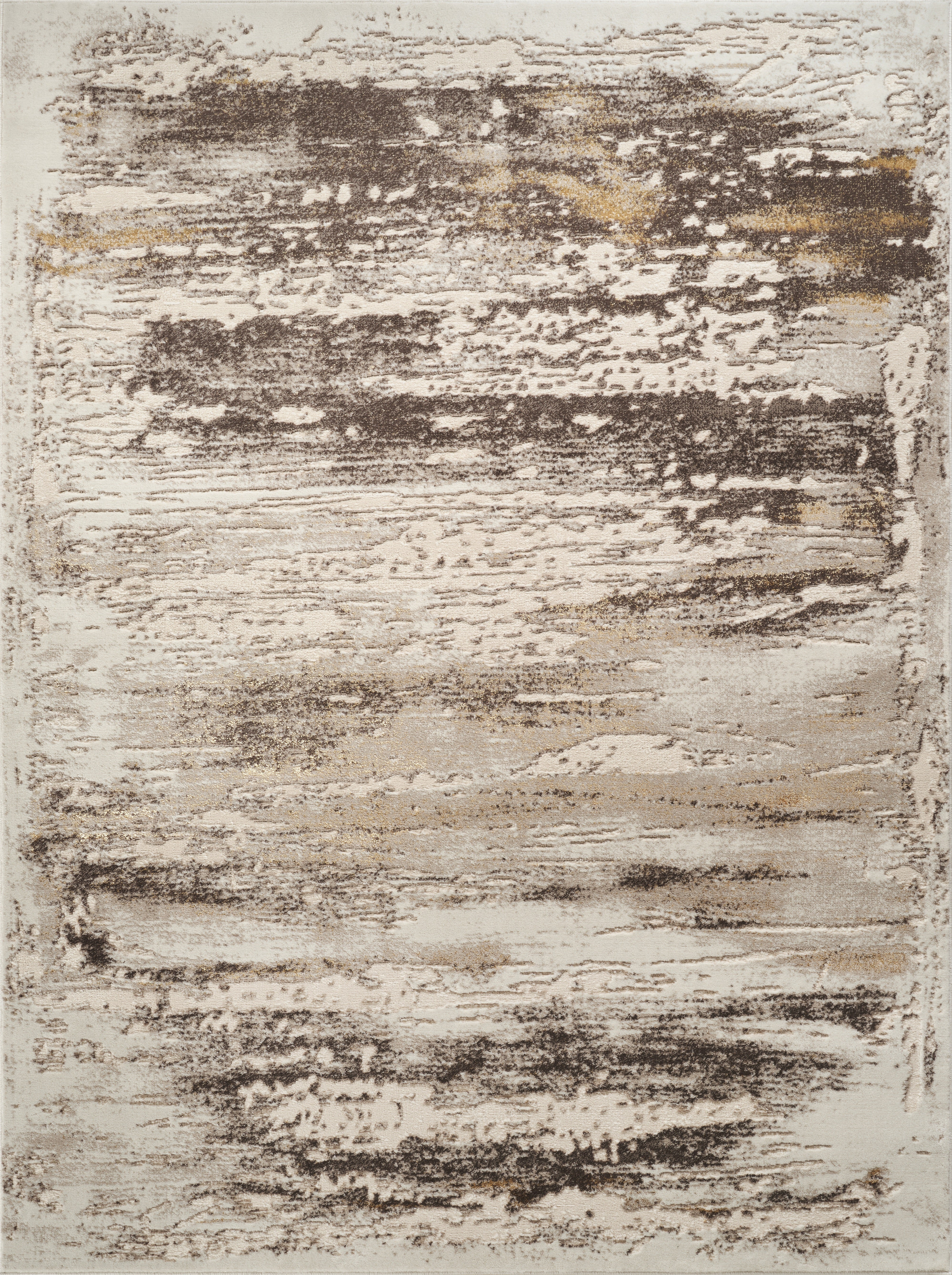 .Bloom Beige & Gold Abstract Area Rug 6'6" x 9'0