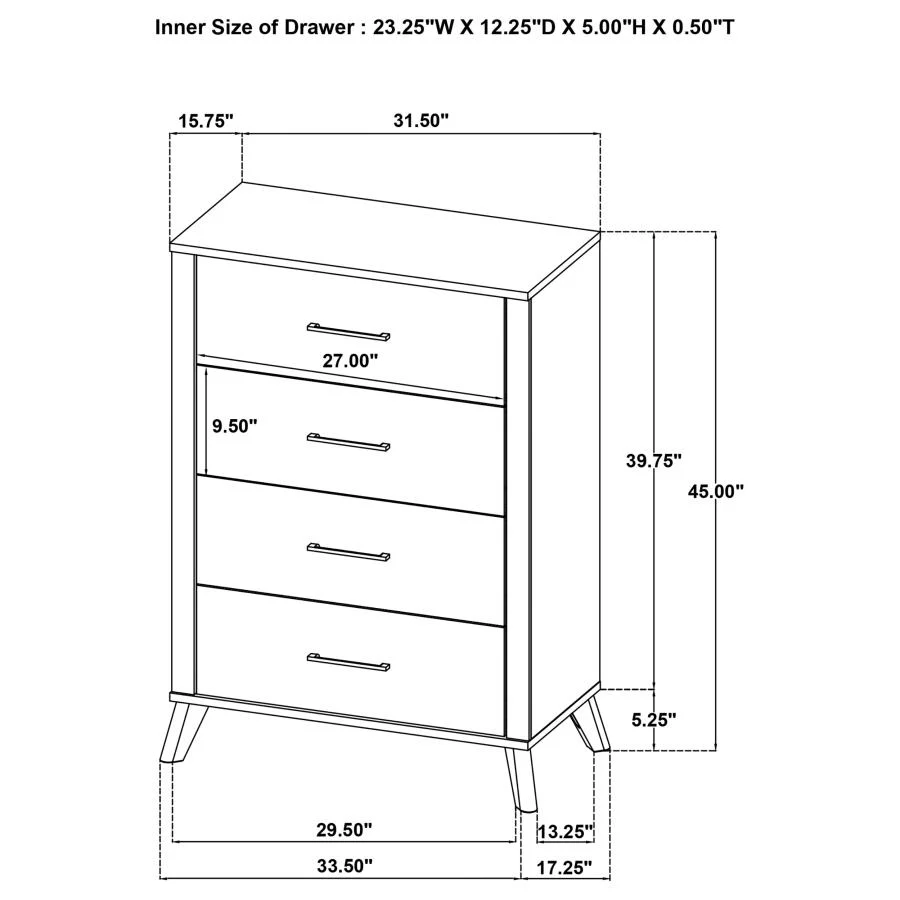 Kaywood - 4-Drawer Bedroom Chest Of Drawers - Natural Pine - Image 15