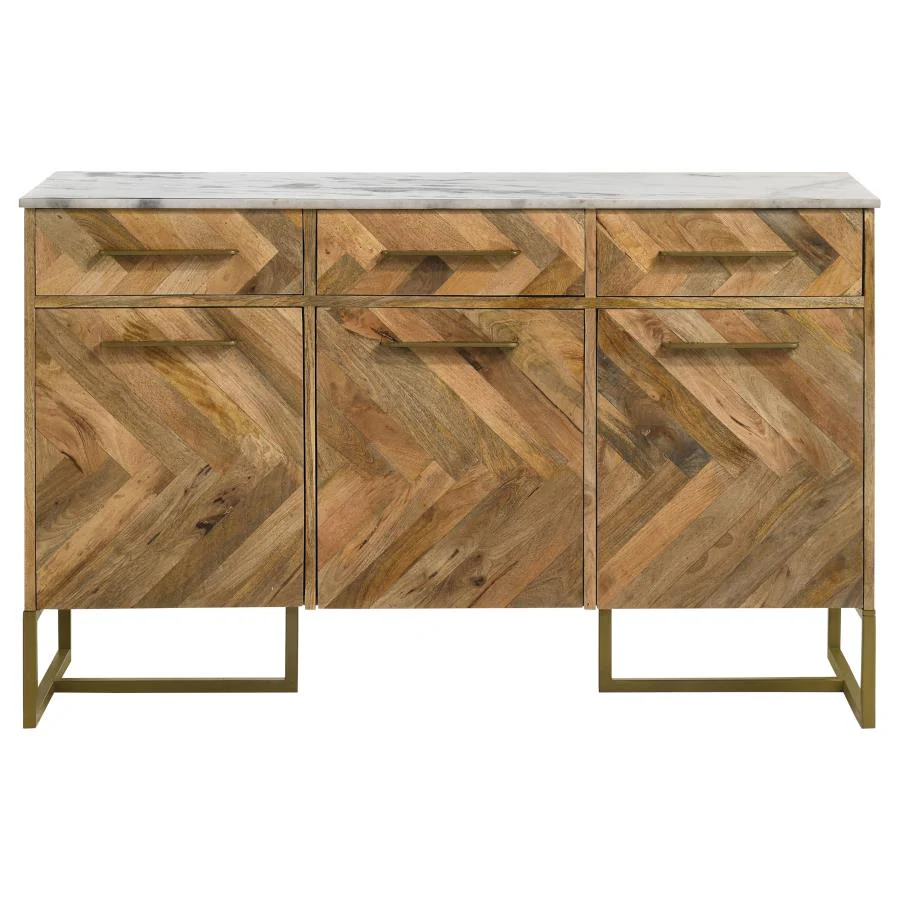 Keaton - Marble Top Herringbone Accent Cabinet - Image 4