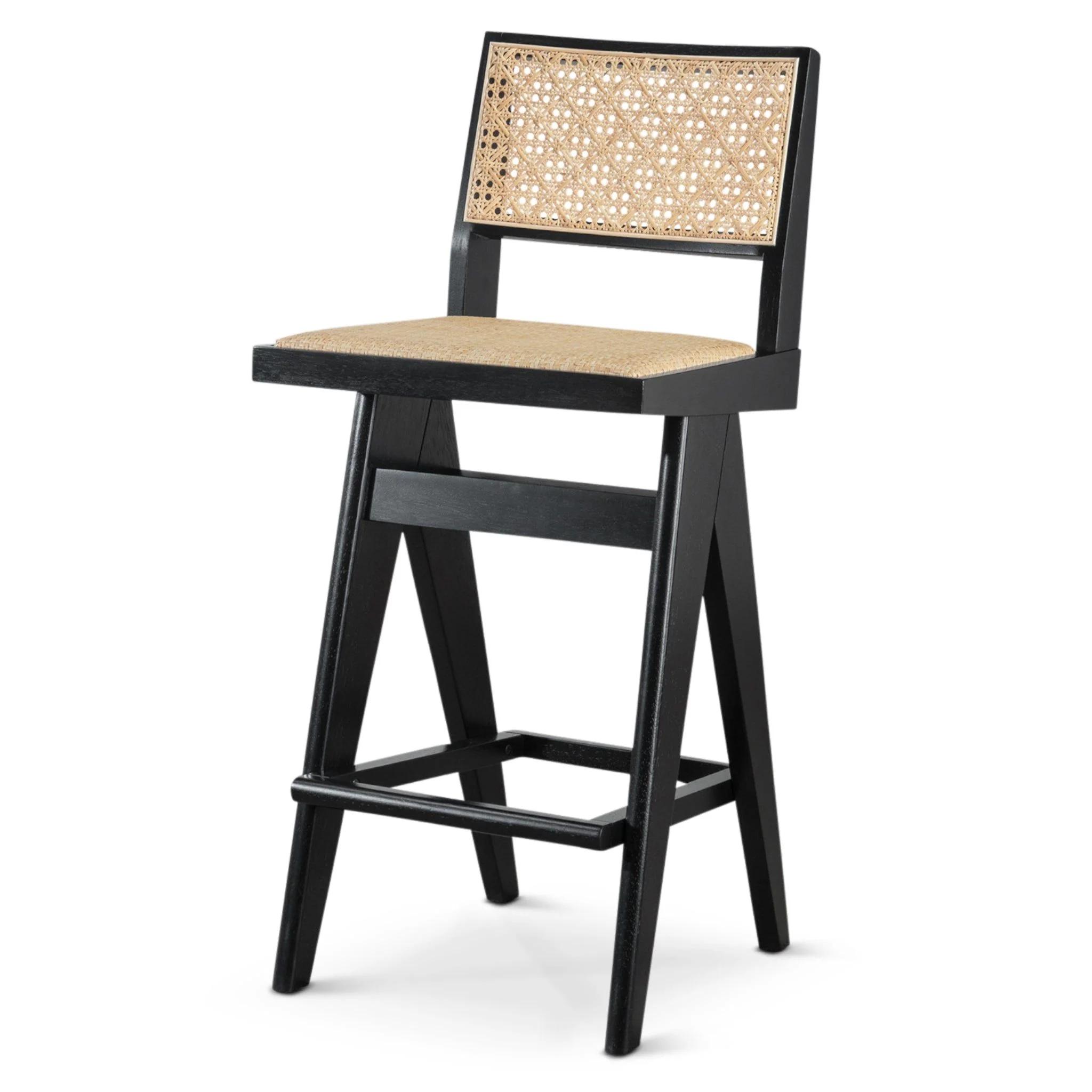 Keira - Bar Stool (Set of 2) - Black / Rattan - Image 9