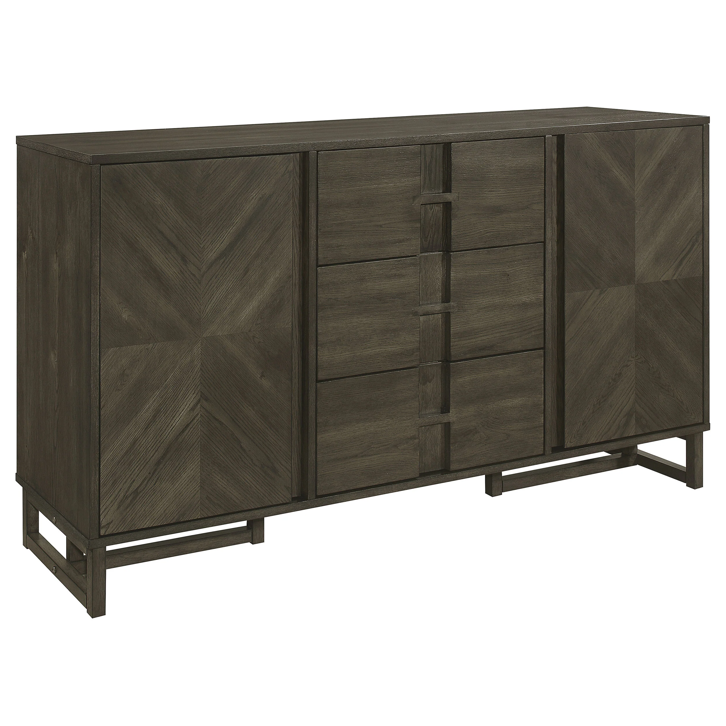 Kelly 3-drawer Storage Dining Sideboard Buffet Dark Grey - Image 12