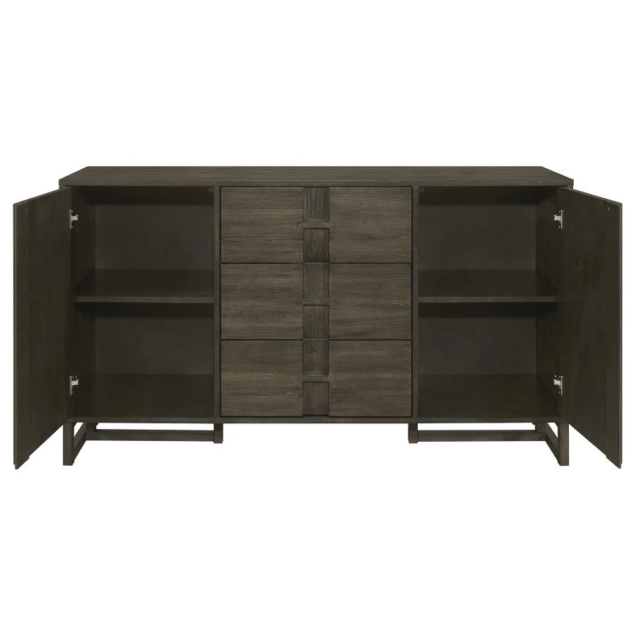 Kelly 3-drawer Storage Dining Sideboard Buffet Dark Grey - Image 3
