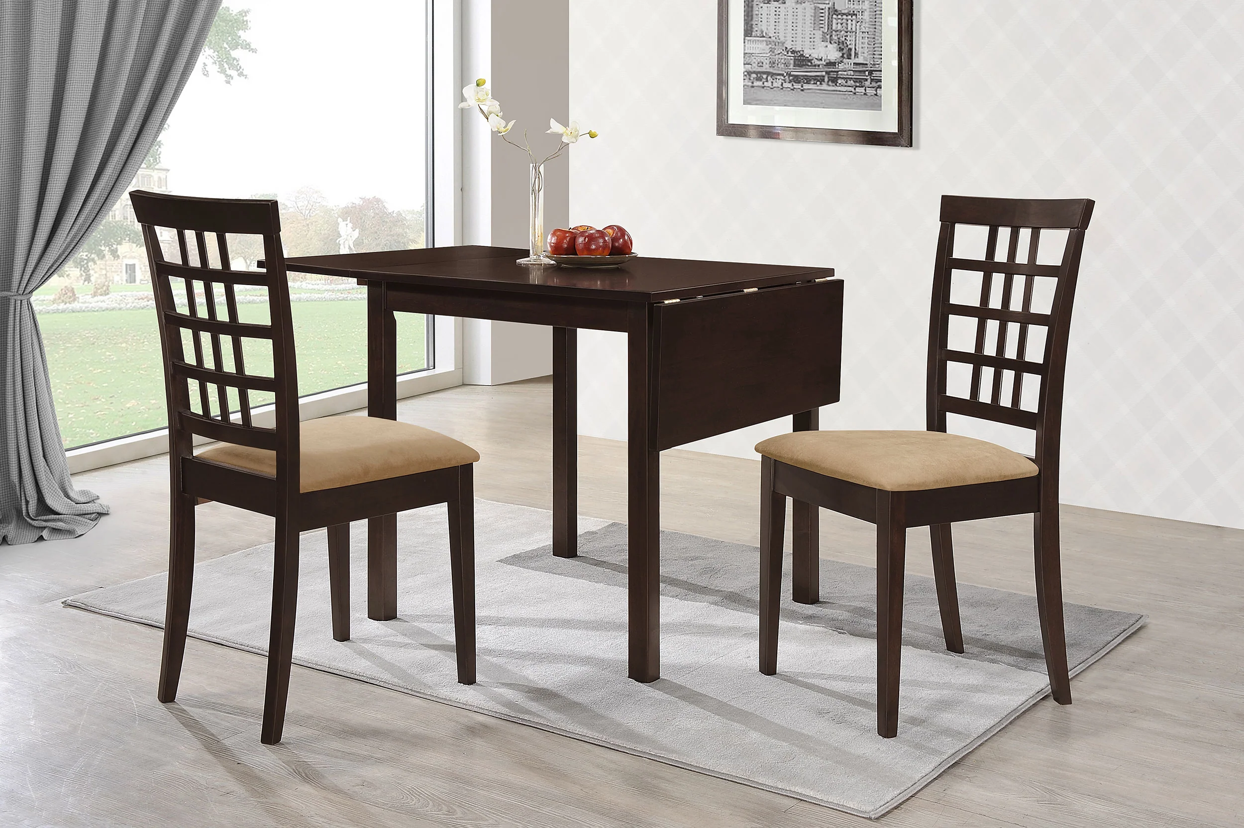 Kelso - 3 Piece Drop Leaf Dining Table Set - Cappuccino - Image 18