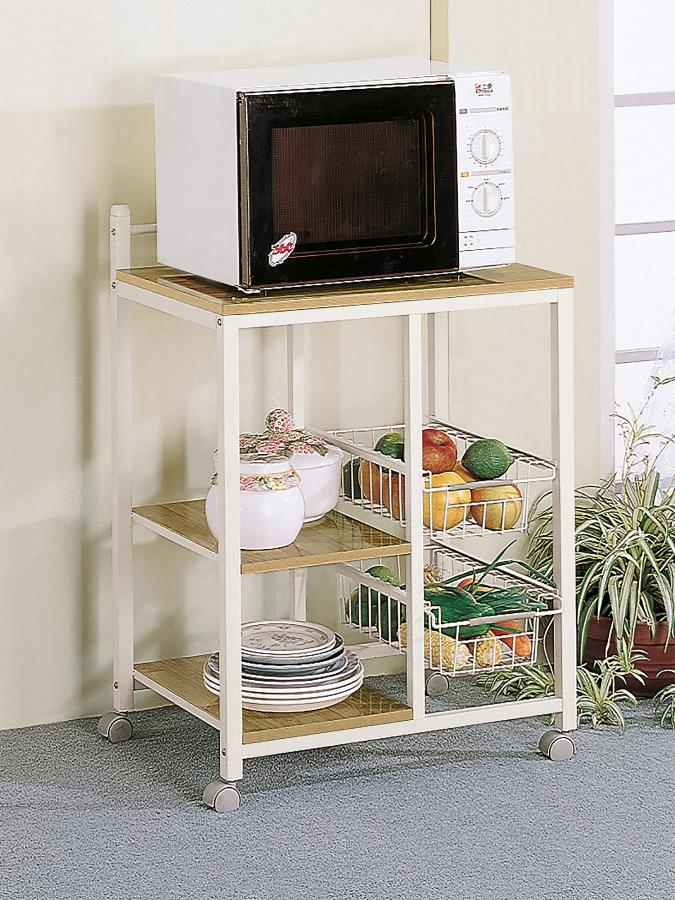 Kelvin - 2-Shelf Mobile Kitchen Cart - Natural Brown And White - Image 2