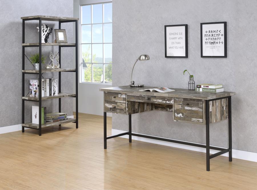 Kemper - 4-Shelf Writing Desk - Weathered Brown - Image 6
