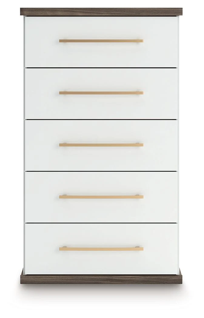 Kendanport - Five Drawer Chest - Brown / White - Image 9