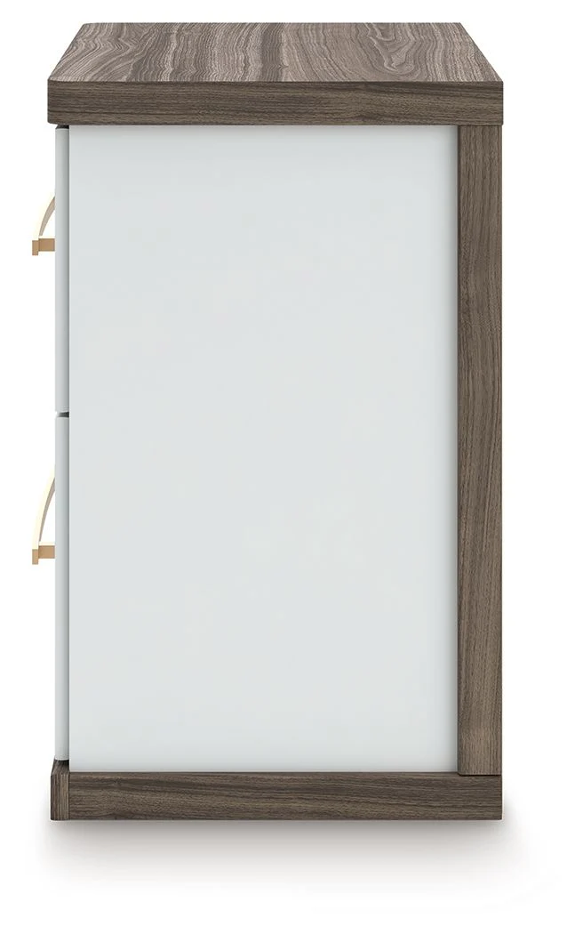 Kendanport - Two Drawer Night Stand - Brown / White - Image 5
