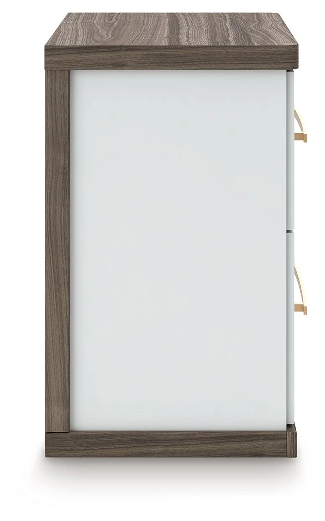 Kendanport - Two Drawer Night Stand - Brown / White - Image 8