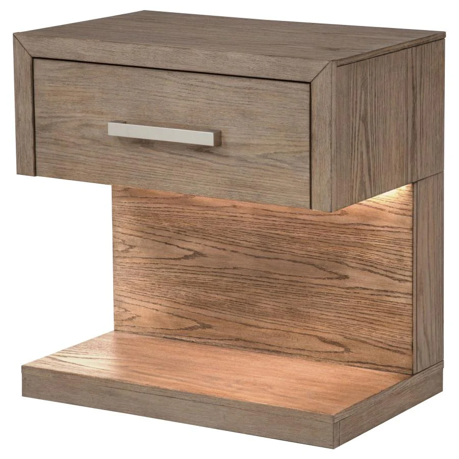 Kenora - 1-Drawer Nightstand Bedside Table - Barley Brown - Image 4