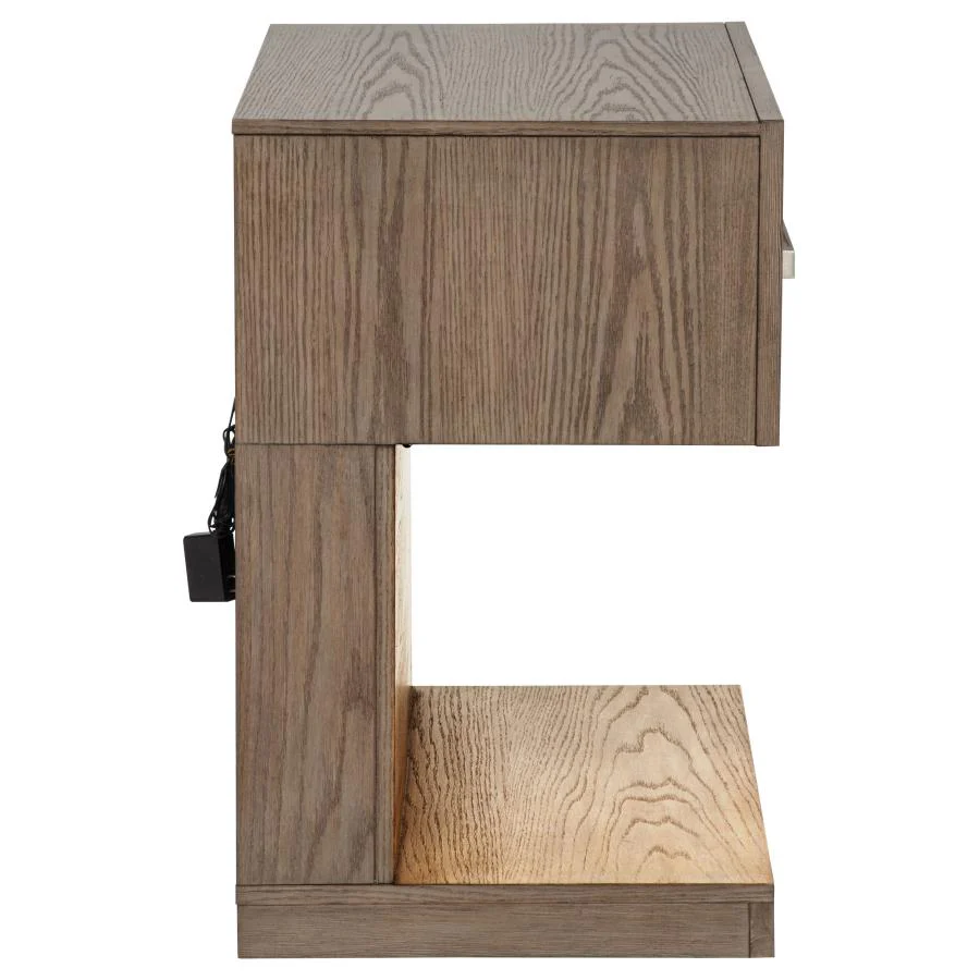 Kenora - 1-Drawer Nightstand Bedside Table - Barley Brown - Image 9
