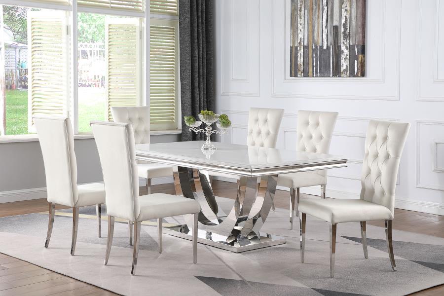 Kerwin Rectangular Dining Table Set White and Chrome - Image 20