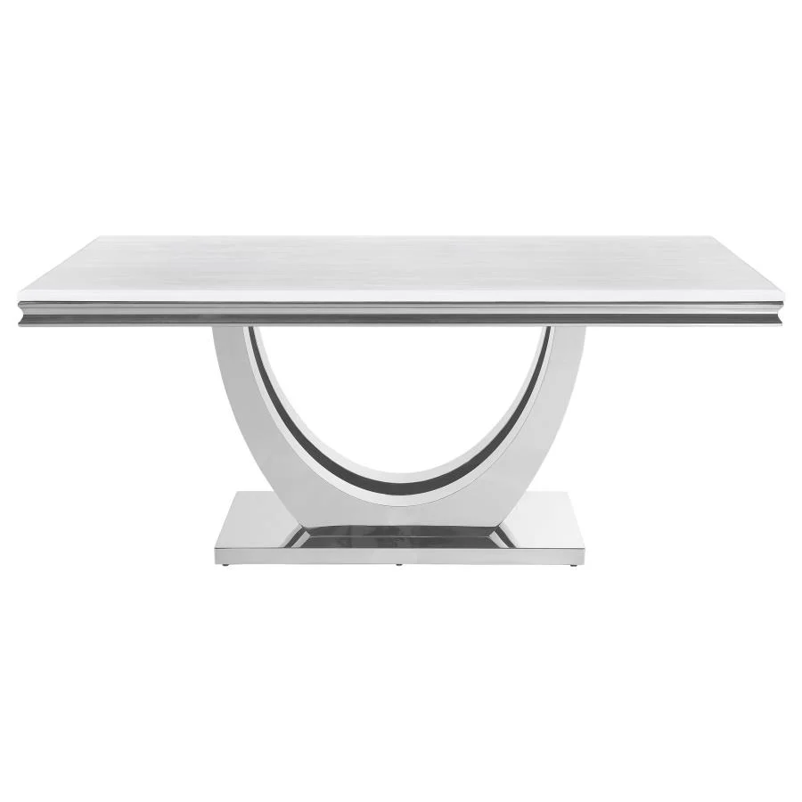 Kerwin Rectangular Dining Table Set White and Chrome - Image 6