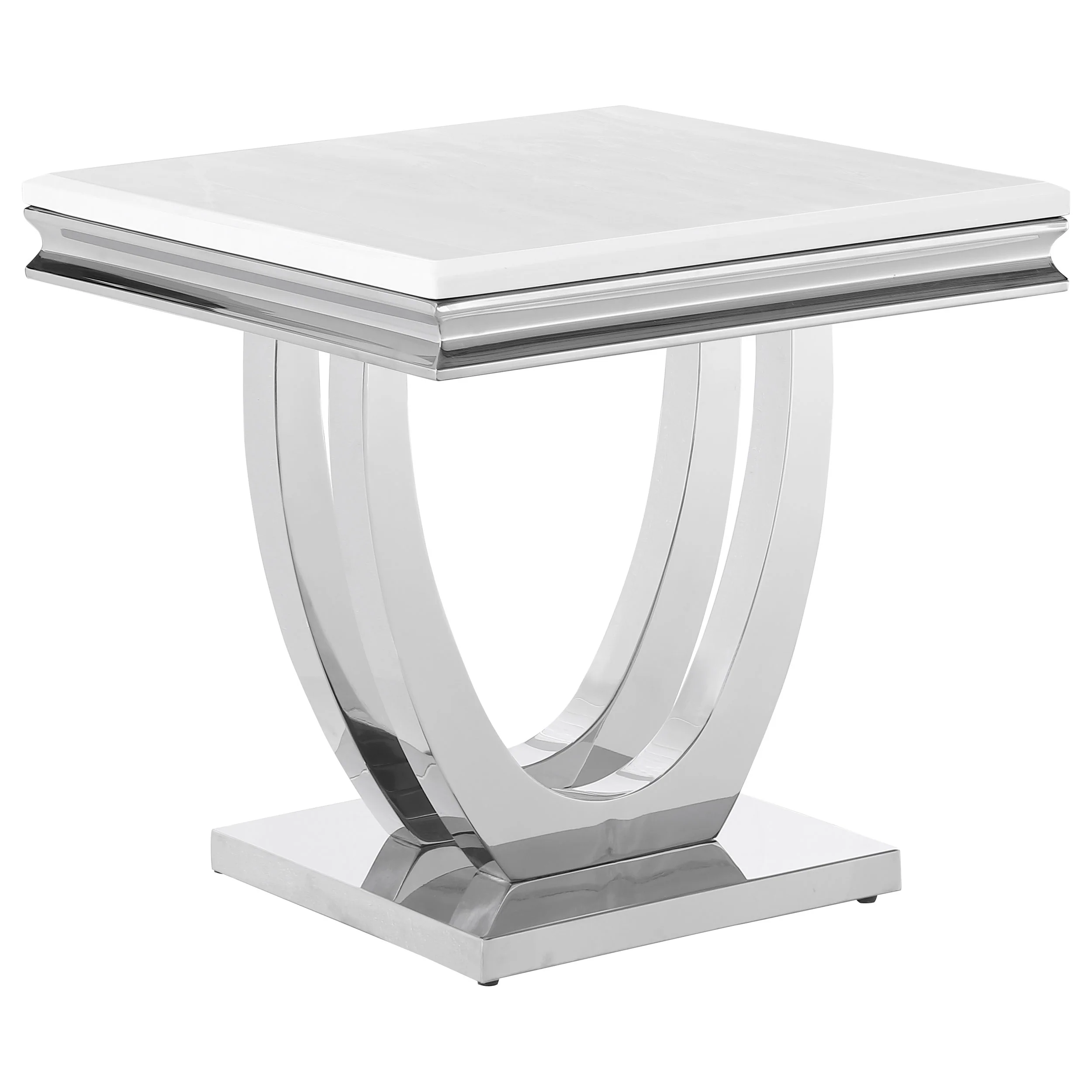 Kerwin Square Stone Top End Table White and Chrome - Image 9