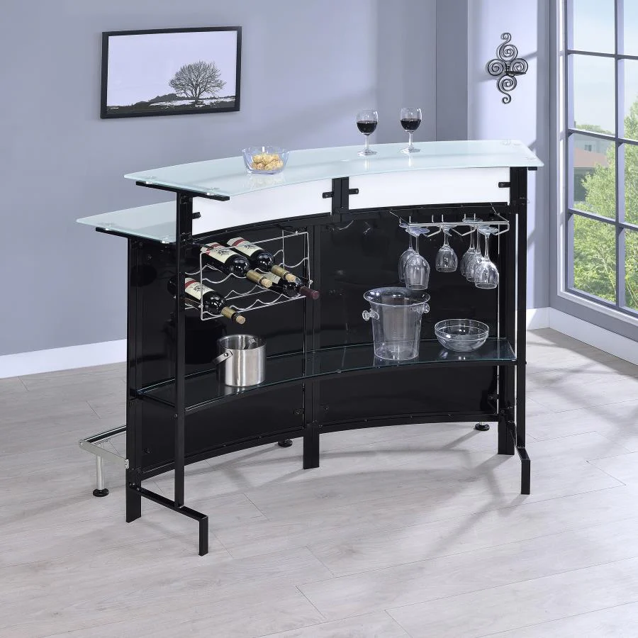 Keystone - Curved Glass Top Home Bar Wine Cabinet - Black - Image 3