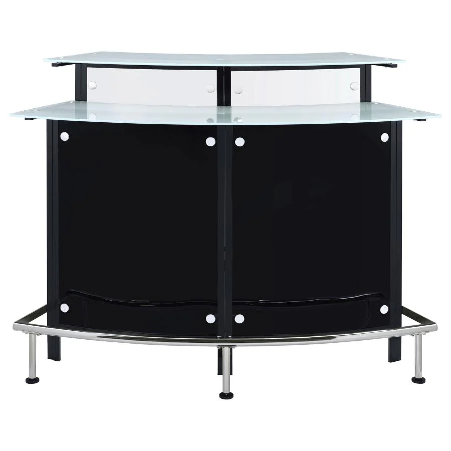 Keystone - Curved Glass Top Home Bar Wine Cabinet - Black - Image 4