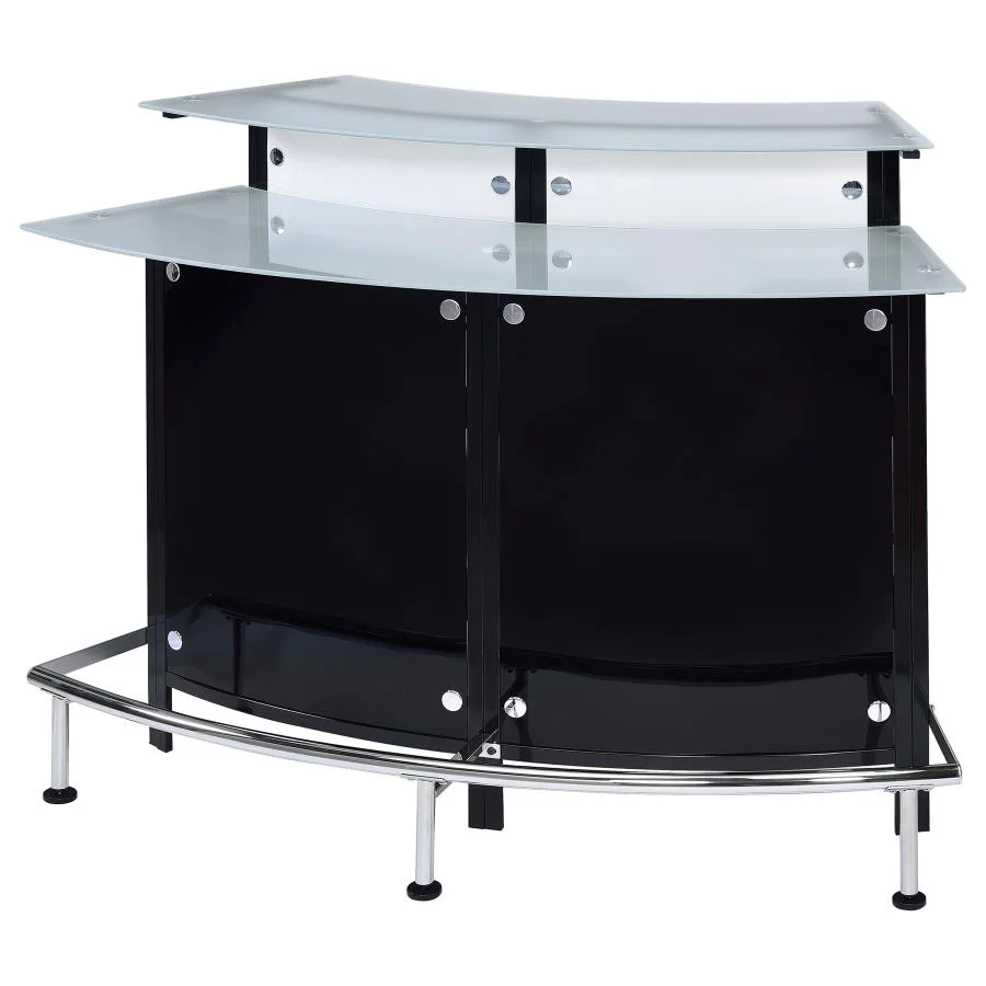 Keystone - Curved Glass Top Home Bar Wine Cabinet - Black - Image 5