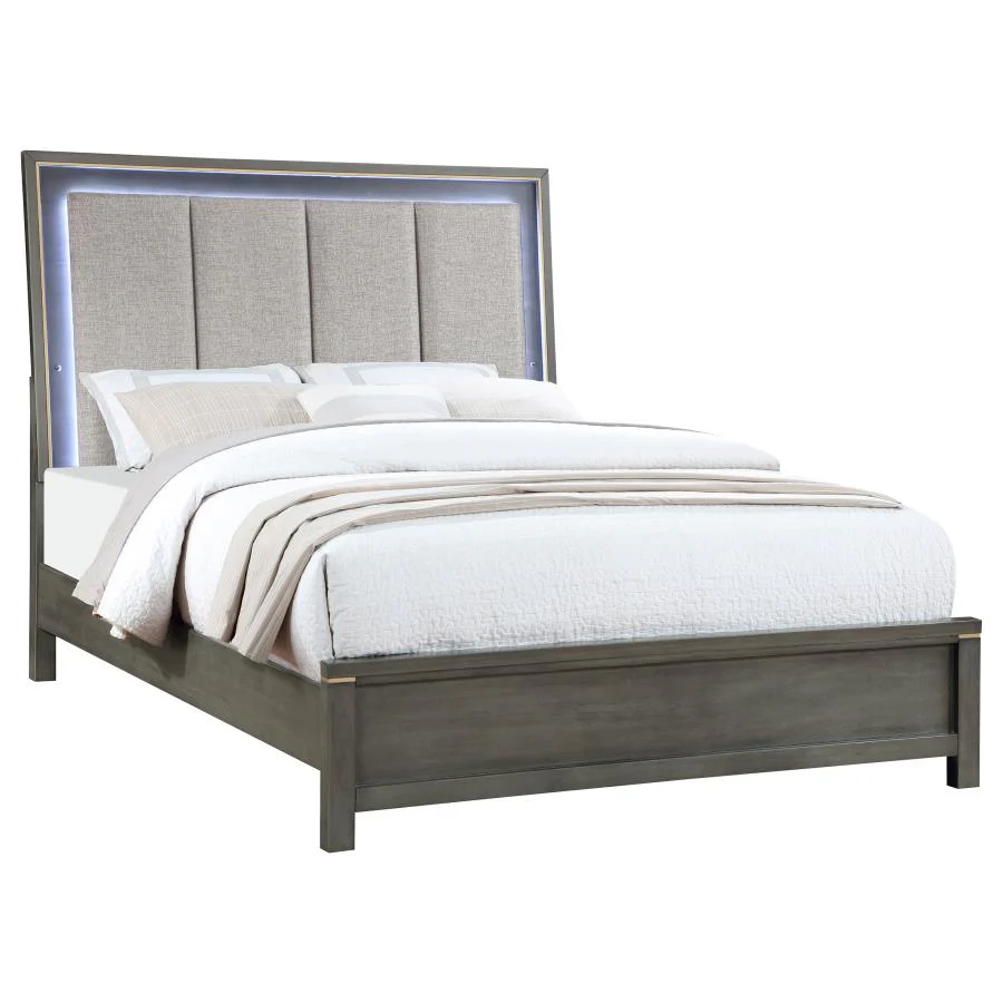 Kieran Wood California King LED Panel Bed Grey - Image 2