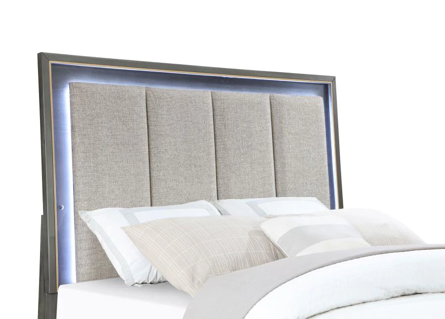 Kieran Wood California King LED Panel Bed Grey - Image 4