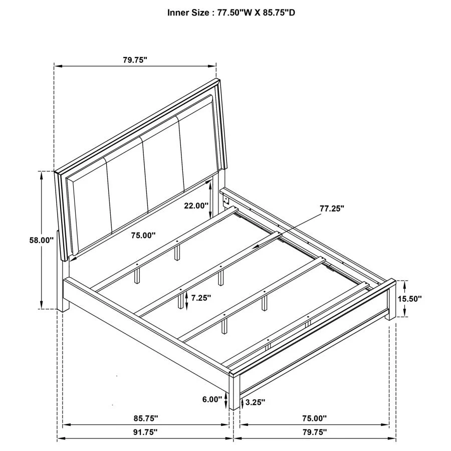 Kieran Wood California King LED Panel Bed Grey - Image 8