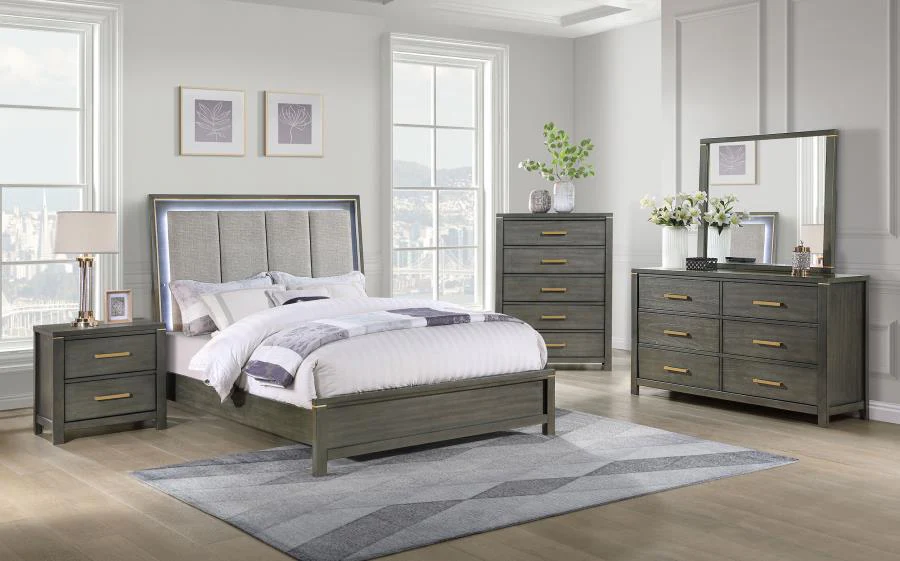 Kieran Wood California King LED Panel Bed Grey - Image 9