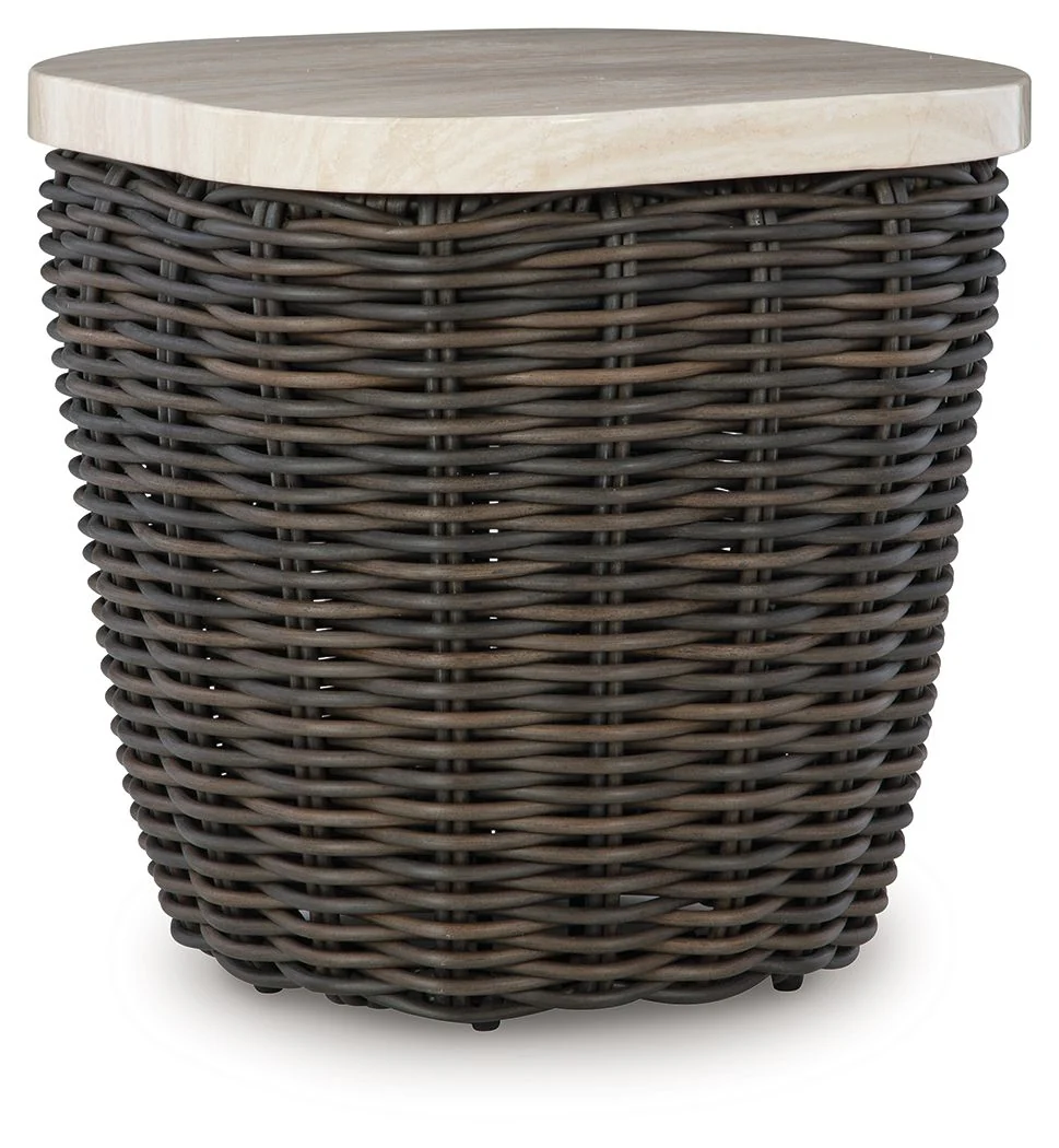 Kimora - Square End Table - Beige / Dark Brown
