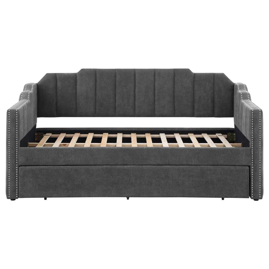 Kingston Upholstered Twin Daybed with Trundle Charcoal - Image 3