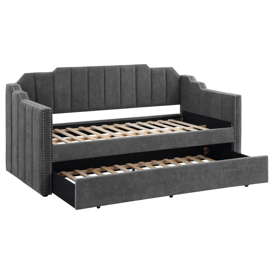 Kingston Upholstered Twin Daybed with Trundle Charcoal - Image 9