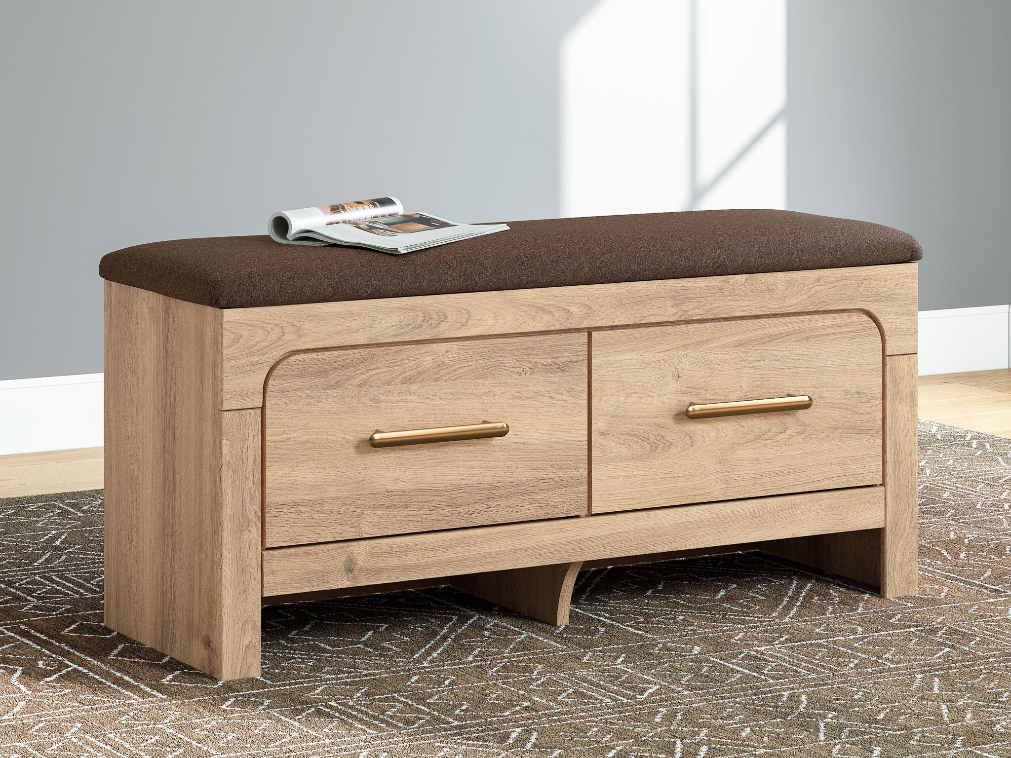 Kinlanni - Bedroom Upholstered Storage Bench - Tan / Brown - Image 10