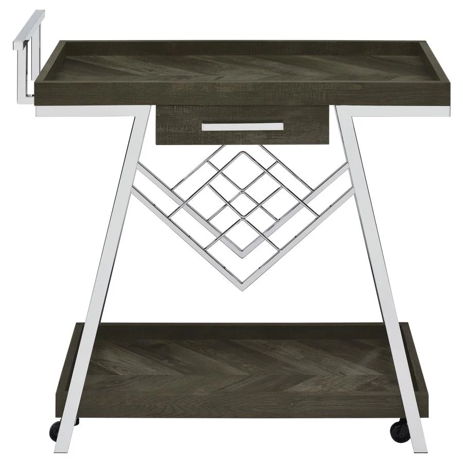 Kinney 1-drawer Engineered Wood Bar Cart Rustic Grey - Image 3