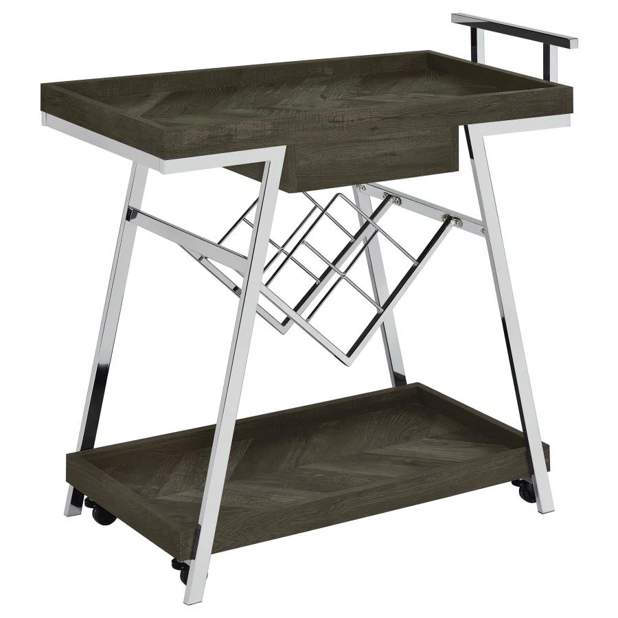Kinney 1-drawer Engineered Wood Bar Cart Rustic Grey - Image 5