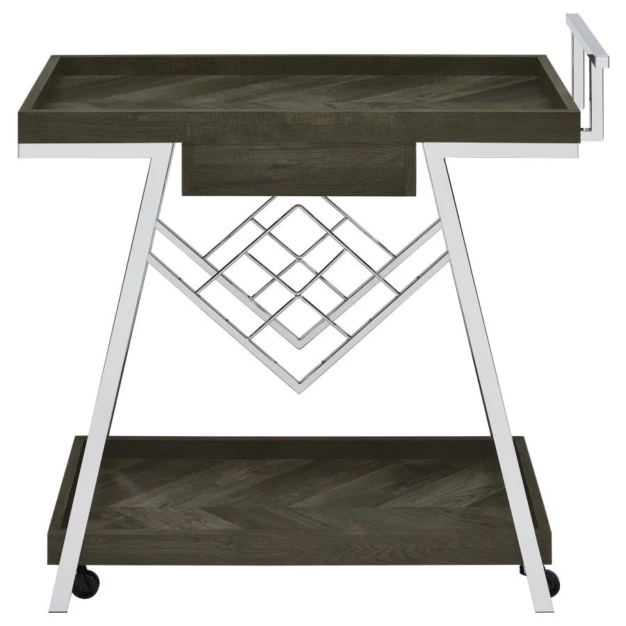 Kinney 1-drawer Engineered Wood Bar Cart Rustic Grey - Image 6