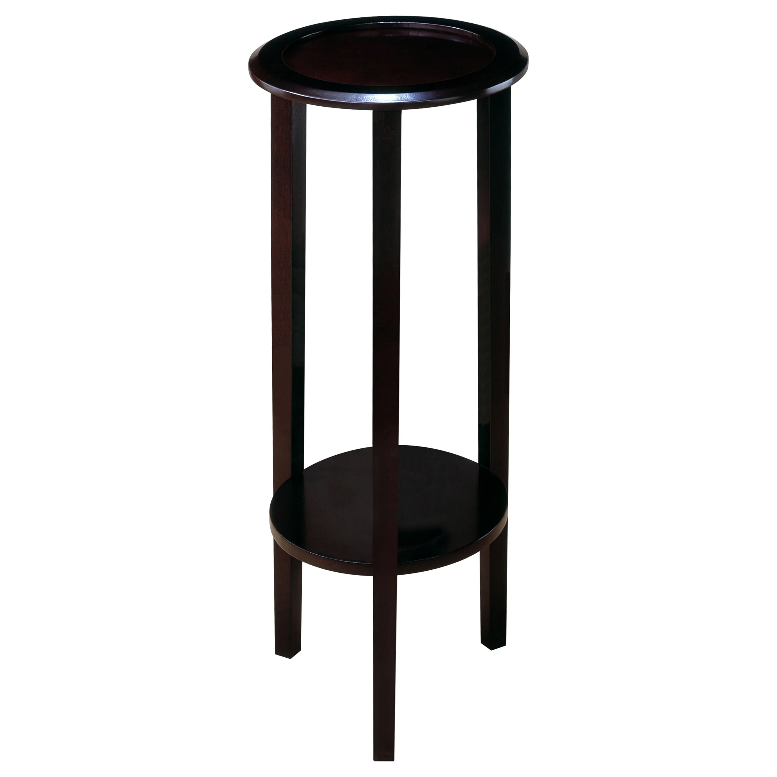 Kirk - 1-Shelf Round Wood Plant Stand Side Table - Espresso - Image 5