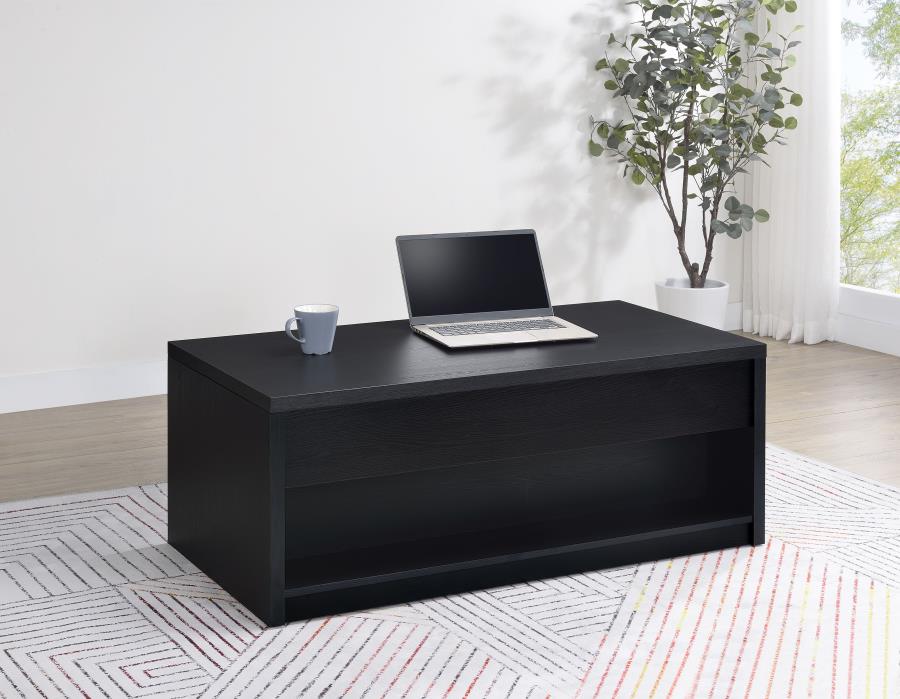 Knapp - Lift Top Cocktail Coffee Table With Dual Drawers - Black - Image 3