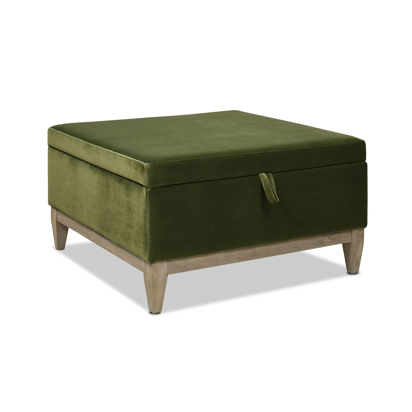 Knox - Square Storage Cocktail Ottoman - Olive Green - Image 7