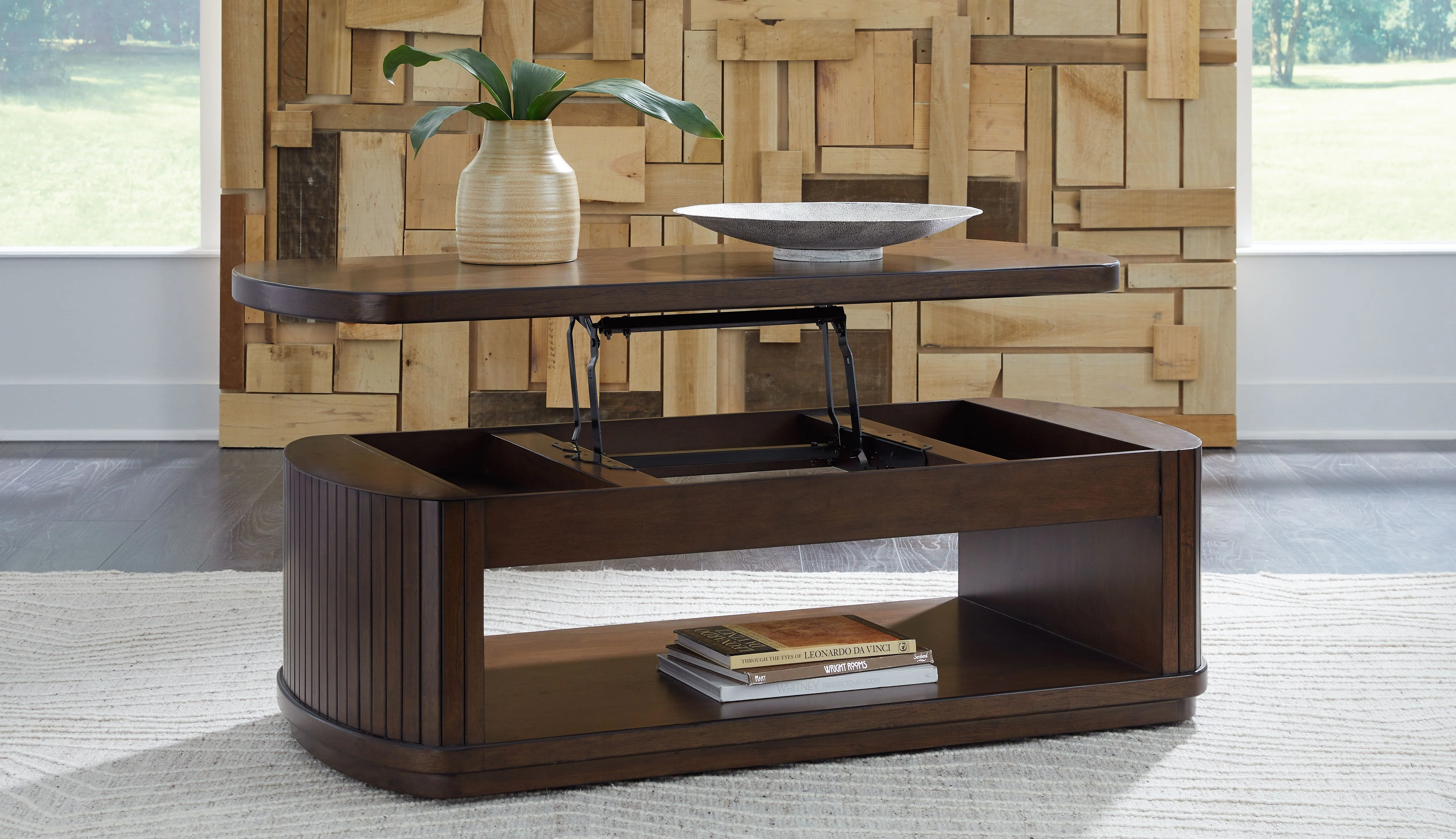 Korestone - Lift Top Cocktail Table - Dark Brown - Image 3