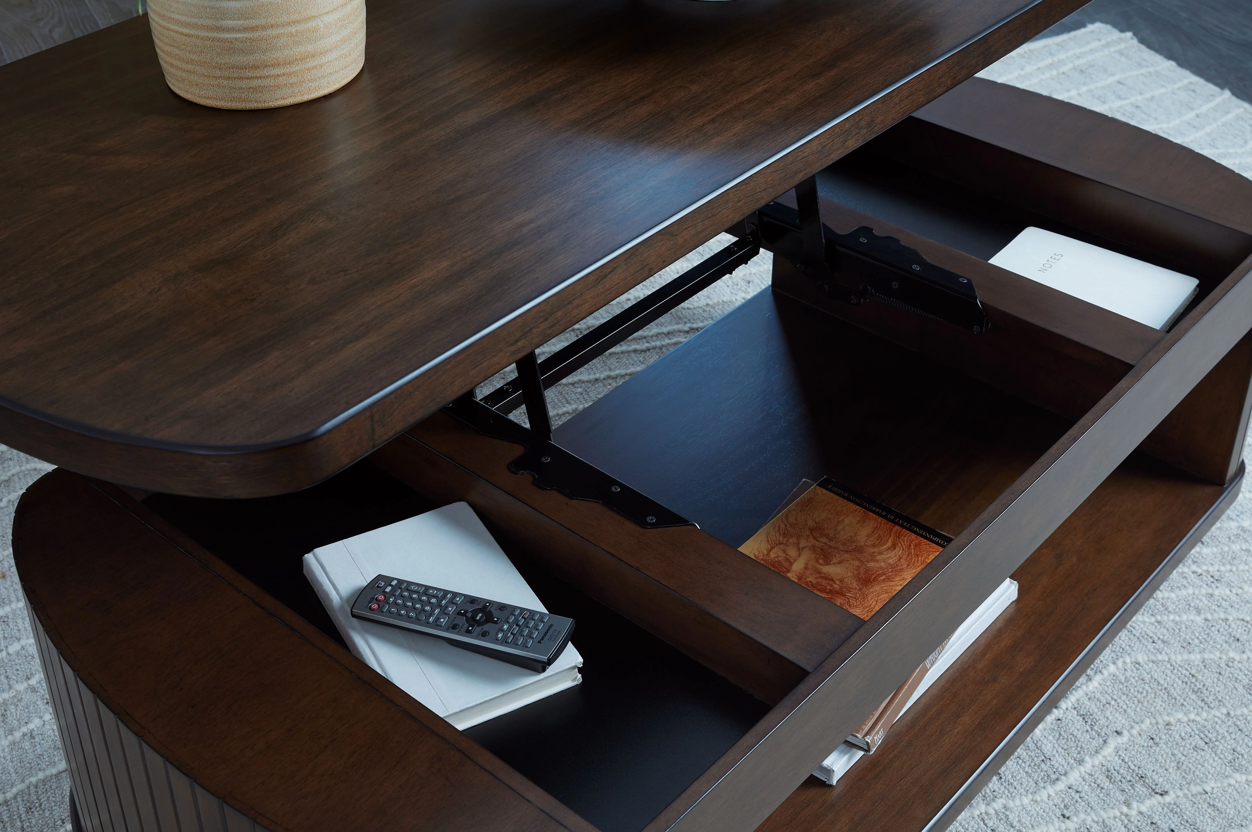 Korestone - Lift Top Cocktail Table - Dark Brown - Image 8