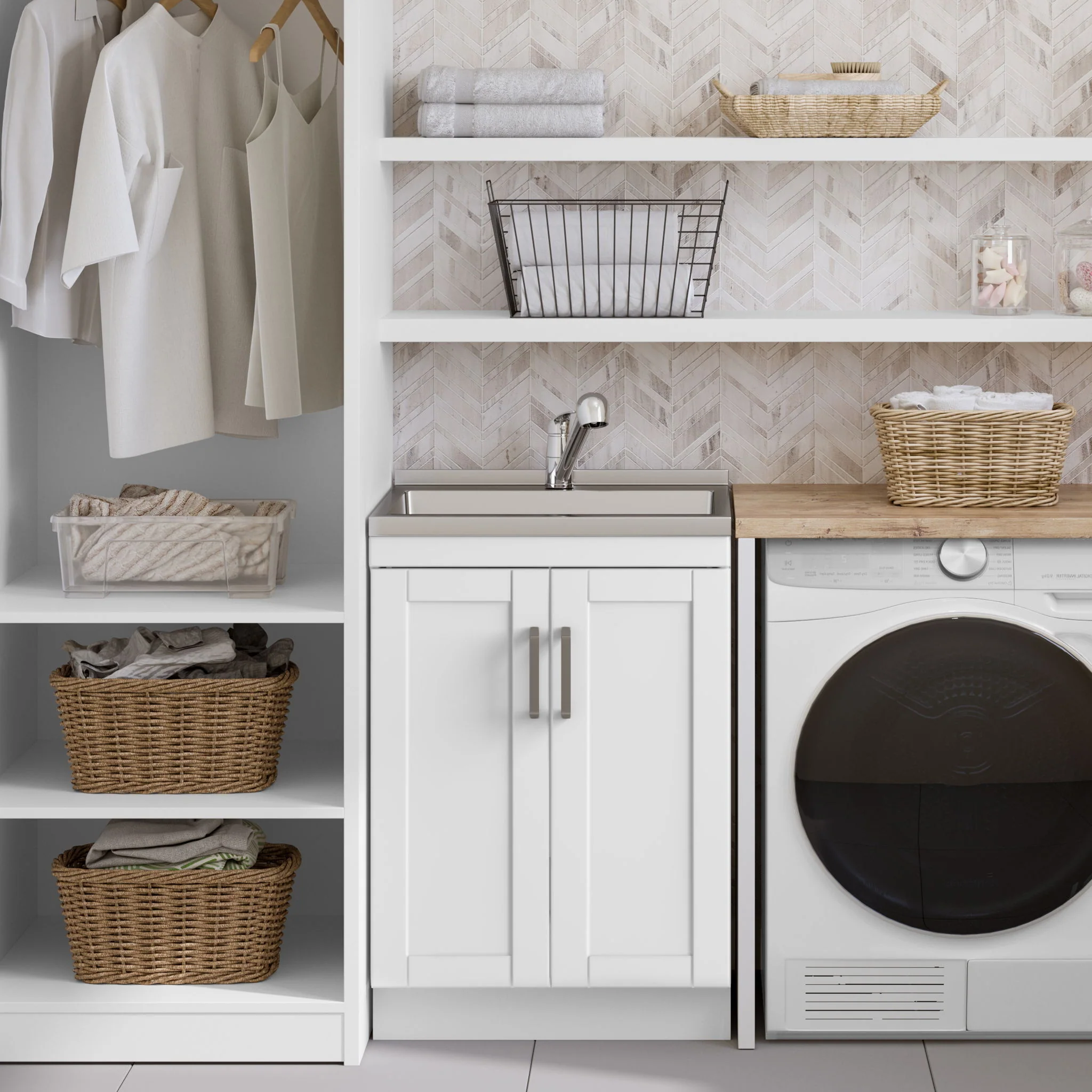 Kyle - Laundry Cabinet & Faucet And Stainless Steel Sink - Image 16