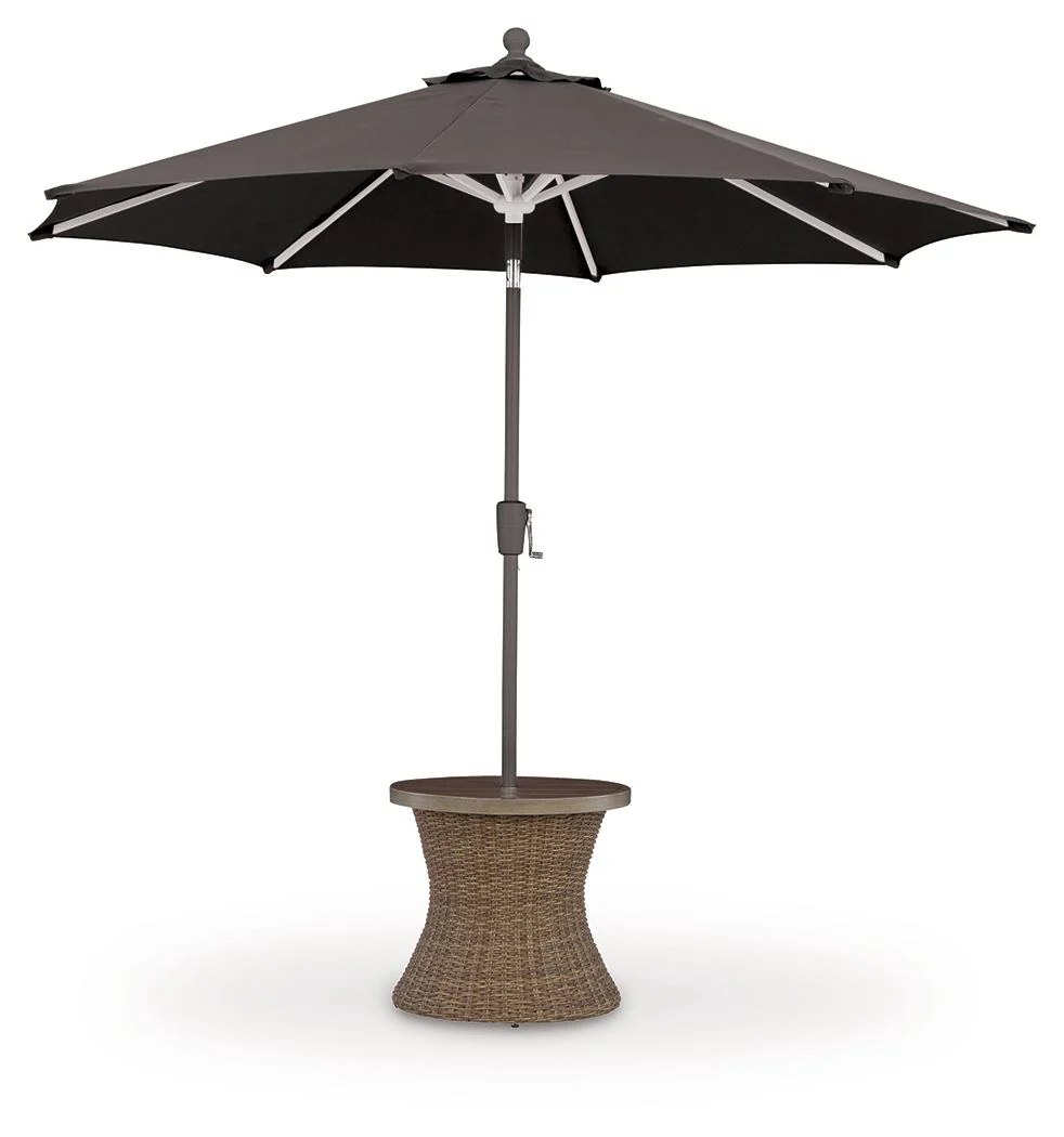 Laguna Heights - Round End Table With Umbrella Option - Beige - Image 7