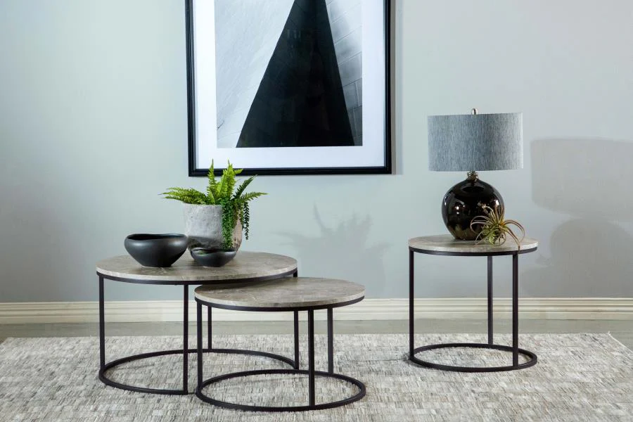 Lainey - 2 Piece Round Faux Marble Nesting Coffee Table - Image 11