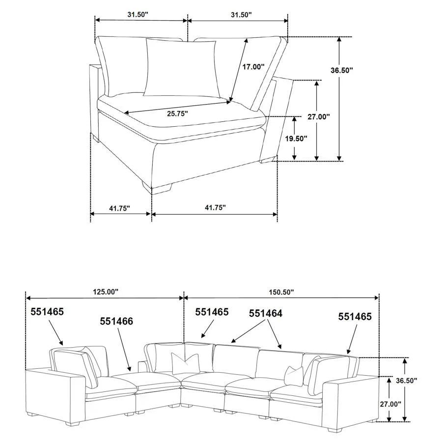 Lakeview - 5-Piece Upholstered Modular Sectional Sofa - Image 21