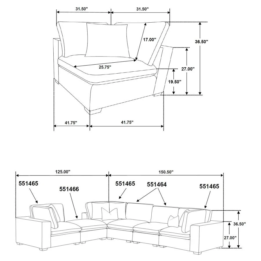 Lakeview Upholstered Armless / Corner Chair - Image 19