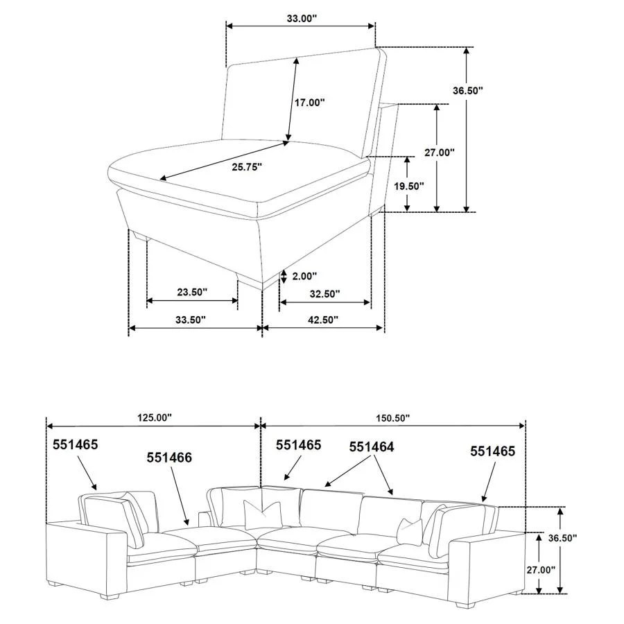 Lakeview Upholstered Armless / Corner Chair - Image 24