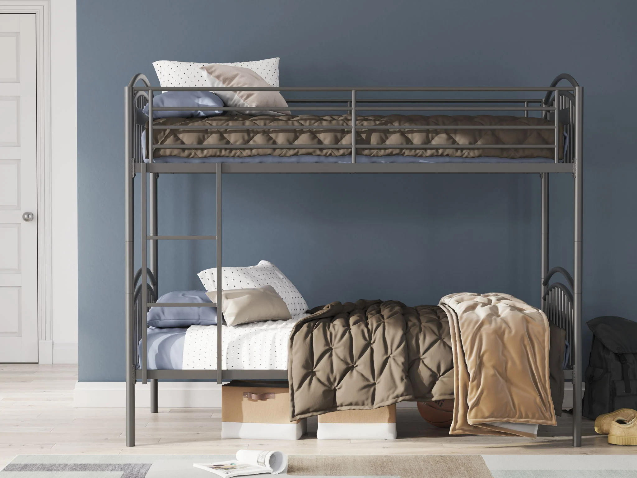 Lanceburg - Twin/Twin Bunk Bed With Ladder - Gray - Image 3