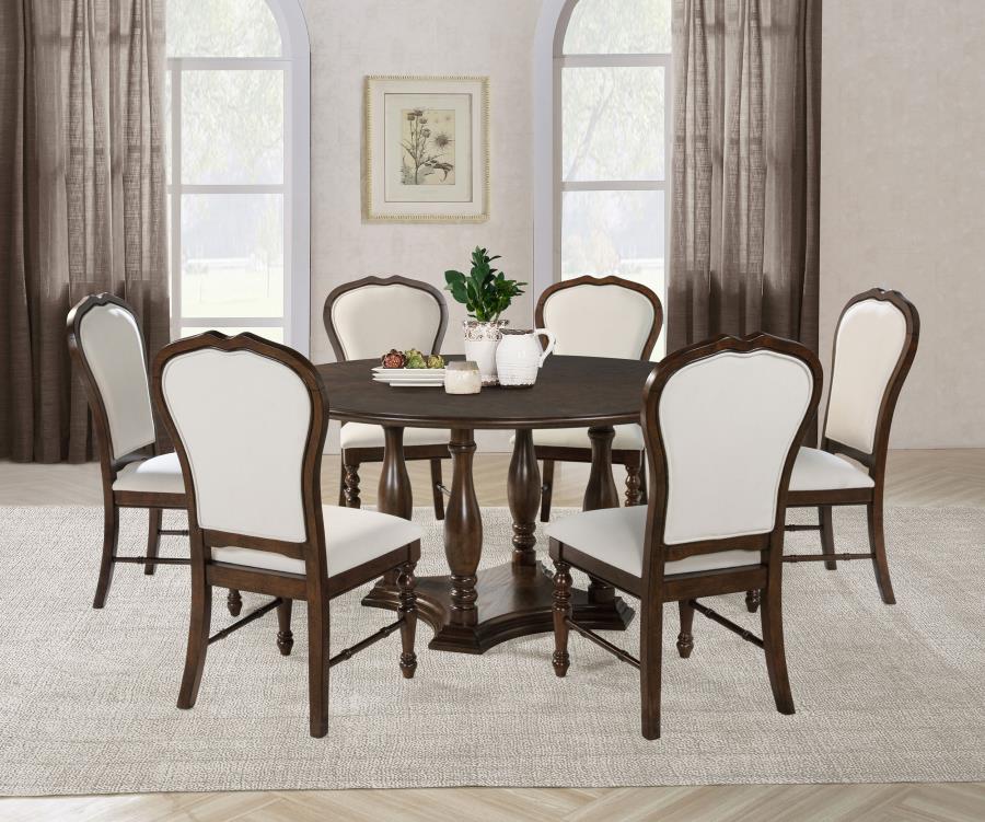 Landon - Round Wood Pedestal Dining Table - Rich Brown - Image 7