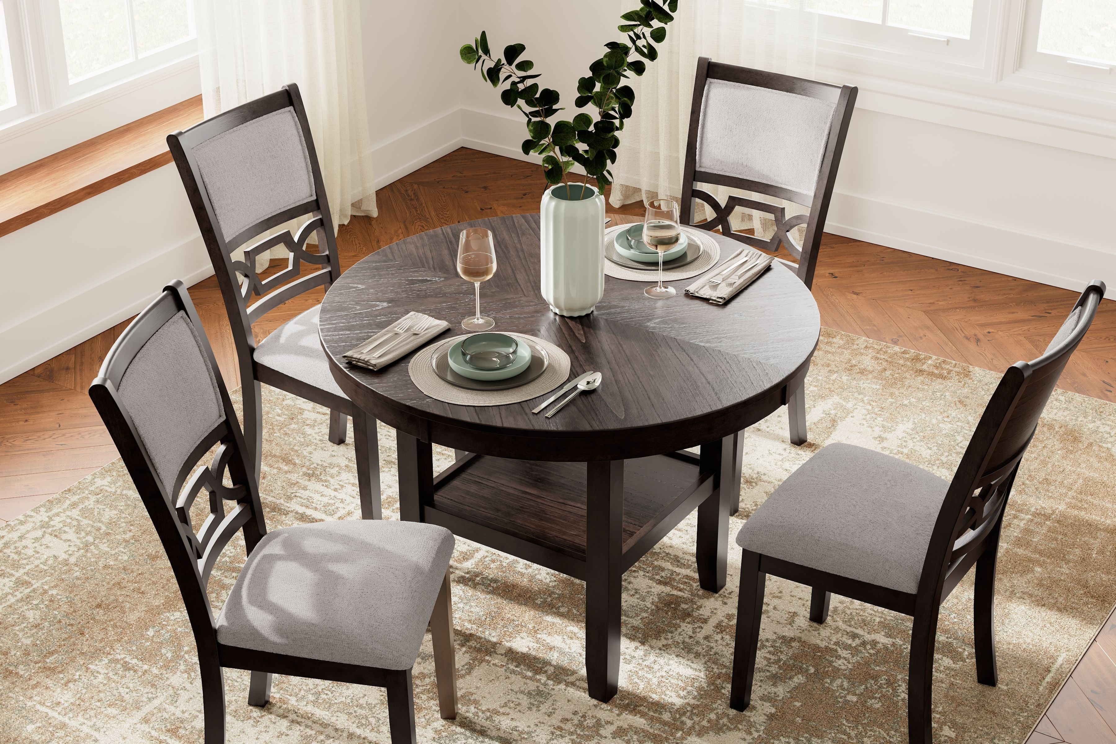 Langwest - Dining Room Table Set (Set of 5) - Brown - Image 2