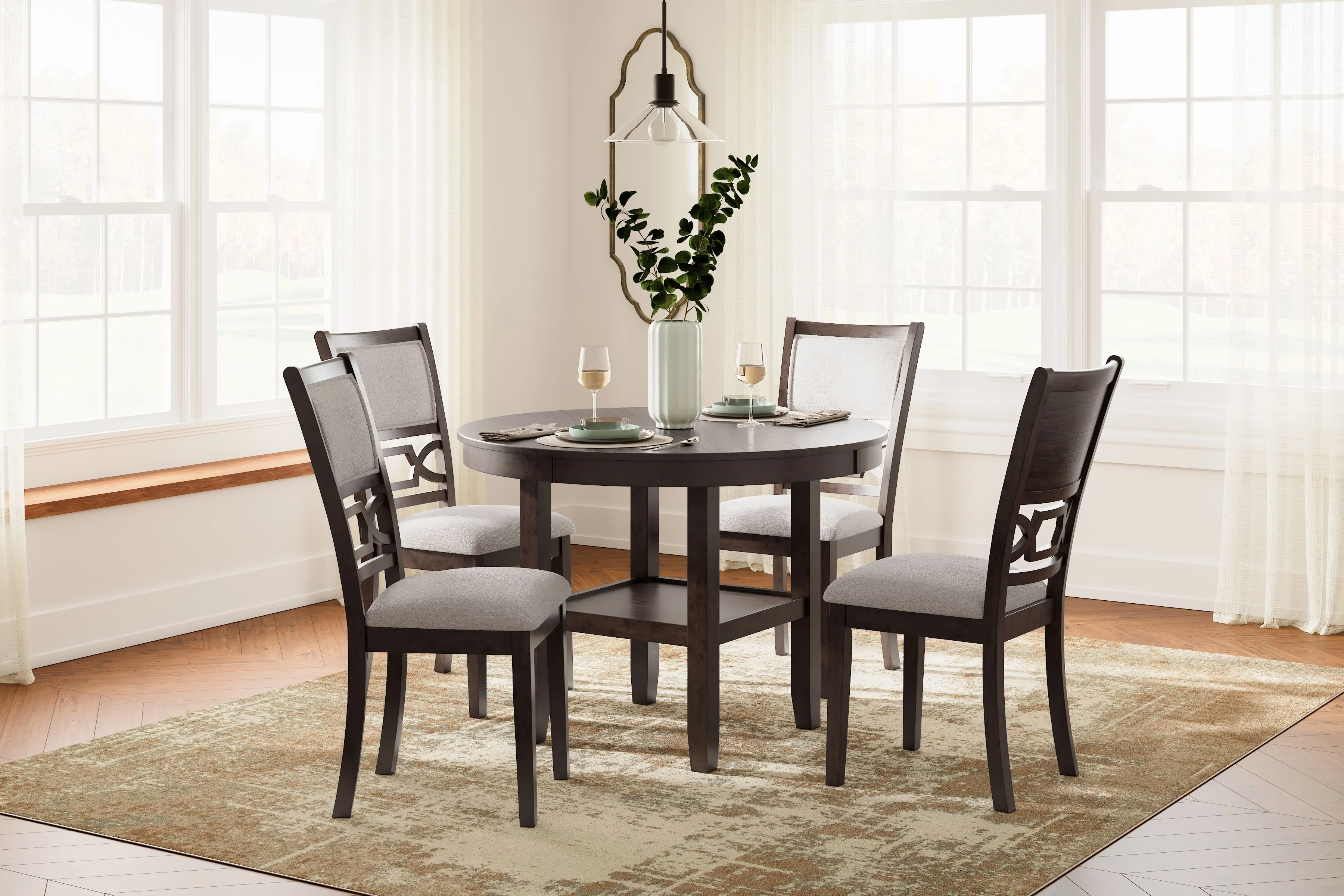 Langwest - Dining Room Table Set (Set of 5) - Brown - Image 3
